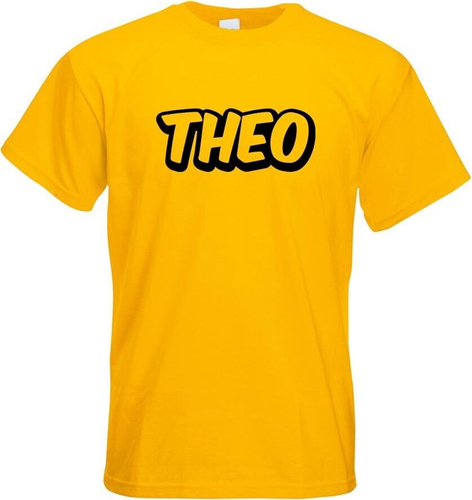 Kiwistar - T-Shirt - gelb - Theo Vorname Jungen Motiv Bedruckt Funshirt Design Print - mit Motiv Bedruckt - Funshirt Design - Sport - Freizeit - He...