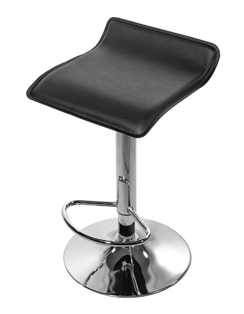 Tabouret de bar réglable pour comptoir de cuisine noir avec pied chrome