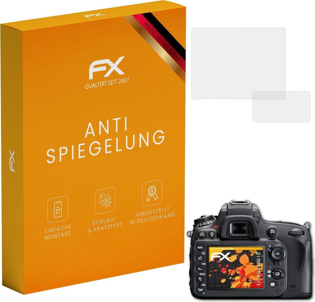 atFoliX FX-Antireflex 3x Schutzfolie kompatibel mit Nikon D610 Displayfolie