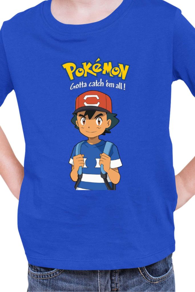 Kinder T-Shirt Japan Manga Anime Comics Pokemon 016, / Blau