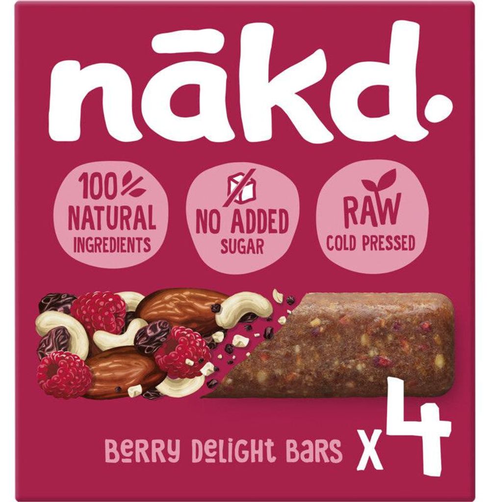 Nakd Berry Delight Fruchtriegel mit Nüssen, 140 g – vegan, Produktbild 