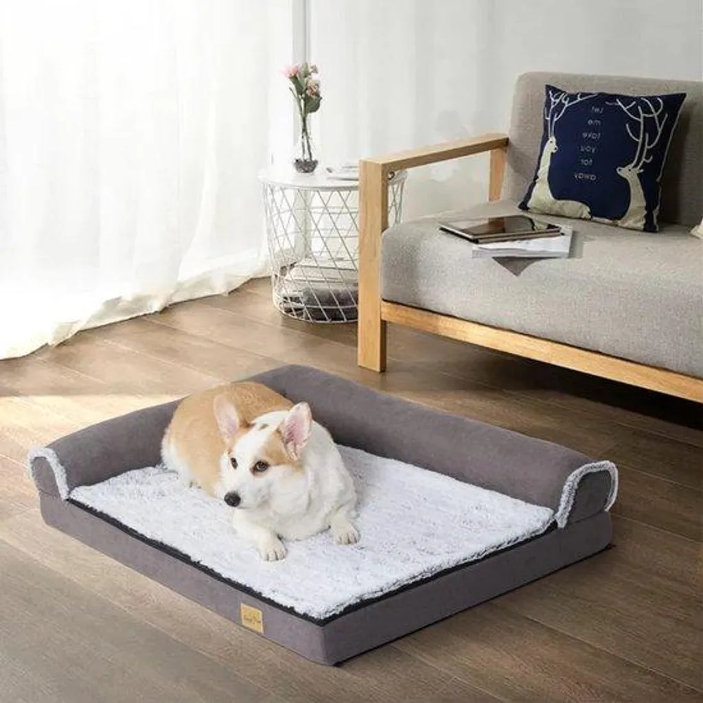 Lit pour chien Happiq Noire Fioren 135 cm - Canapé en L grand confort