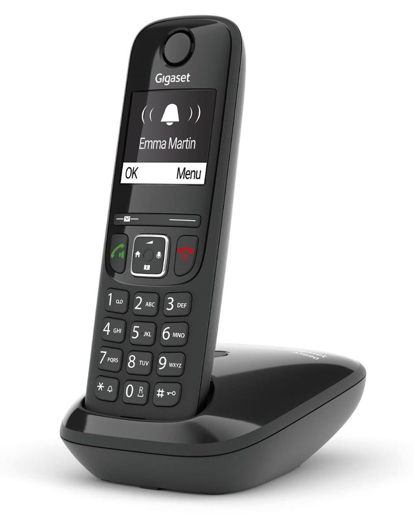 Gigaset Schnurloses Telefon AS690 DECT mit LCD-Display, schwarz
