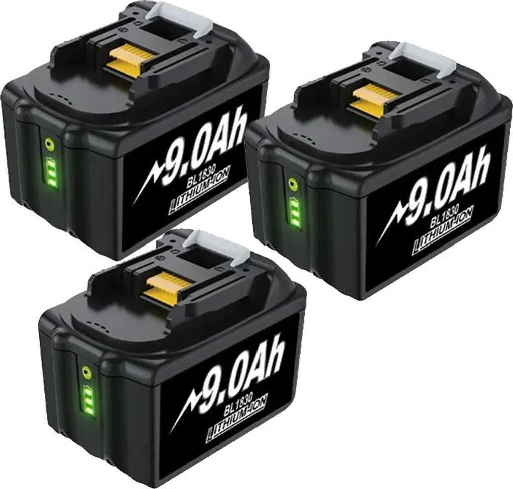 Lot de 3 Batteries 18V 9Ah Rechargeables pour Outillage Électroportatif