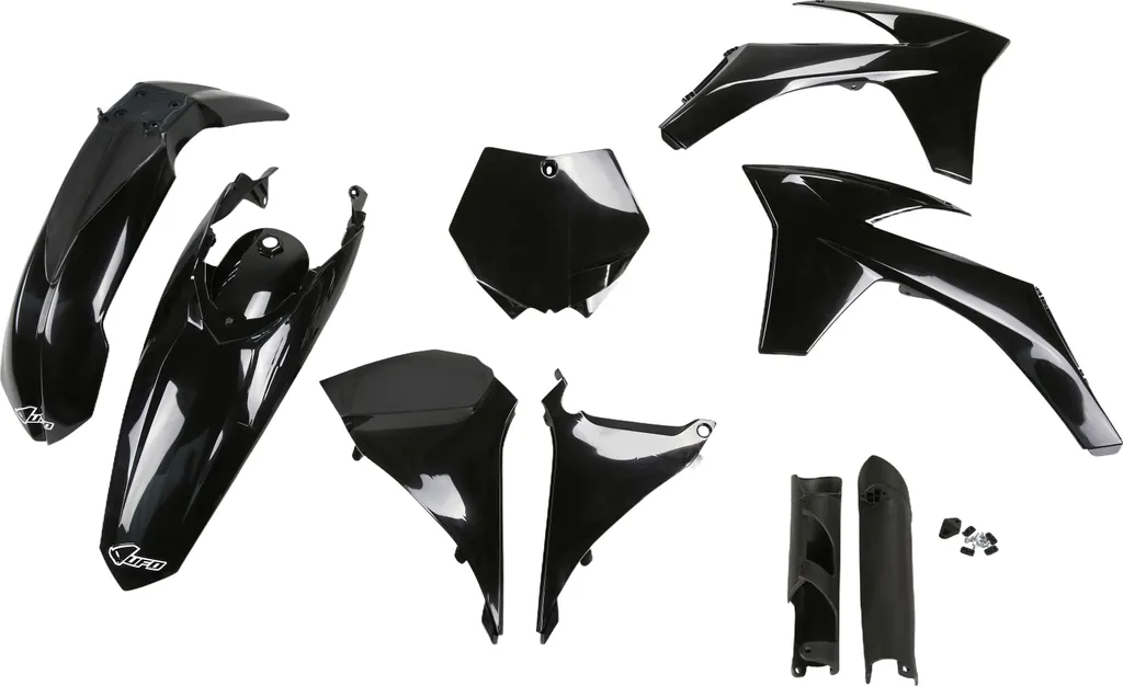 Ensemble de plastiques moto UFO noir avec protection de fourche KTM