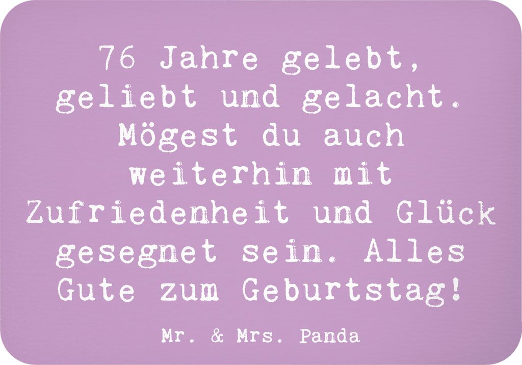 Mr. & Mrs. Panda magnet Spruch 76. Geburtstag - Lavendeltraum - Geschenk, Wertschätzung, Notizhalter, Pinnwandmagnet, whiteboardmagnet, Kühlschra...