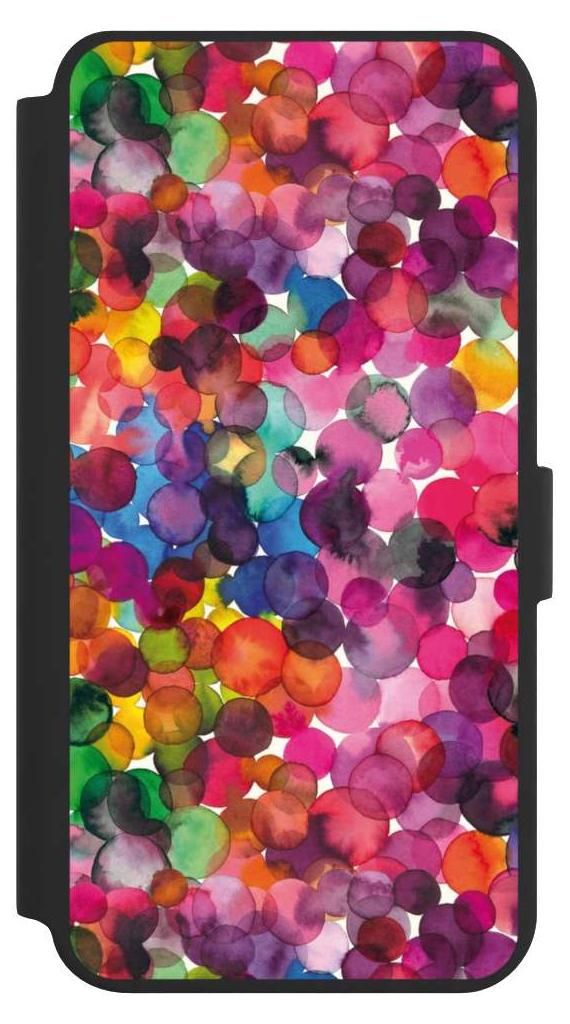 NIVOCASE Klapphülle für Samsung Galaxy S24+ Handyhülle aus Kunst Leder NIVOflip schwarz Punkte Wasserfarbe bunt