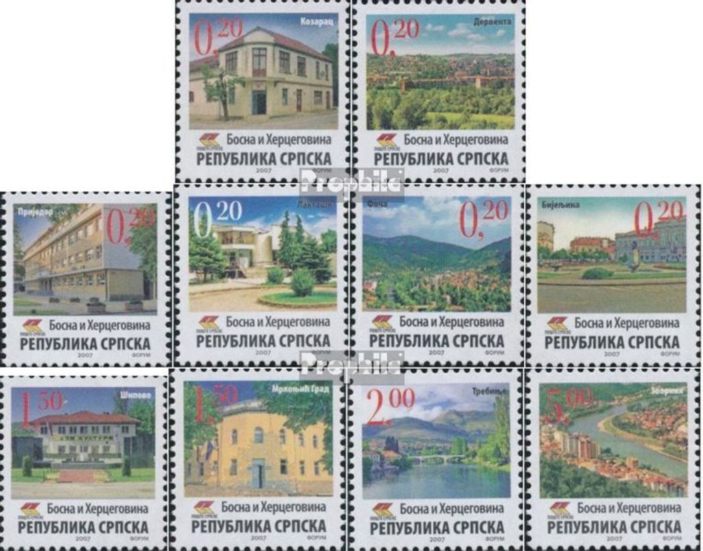 Briefmarken Bosnien - Serbische Republ. 2007 Mi 390-399 (kompl.Ausg.) postfrisch Städte