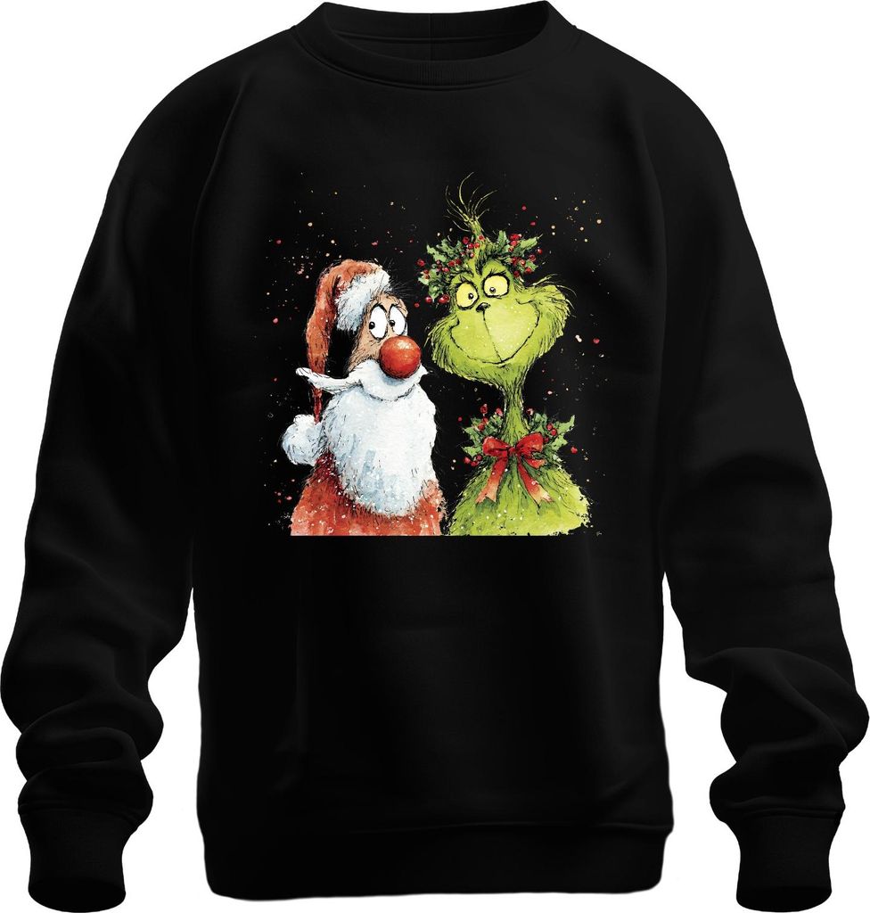 Grinch Weihnachtsmann lustig Weihnachten Geschenk Vintage Uni Sweatshirt Pullover, Schwarz, L