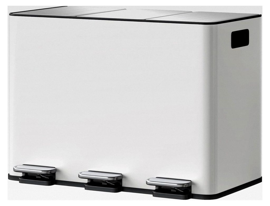 Mülleimer für die Küche, 3 x 15 L, Mülltrennsystem mit 3 Fächern, Metall-Tretmülleimer mit 3 separaten Fußpedalen, Soft-Close-Deckel, für R...