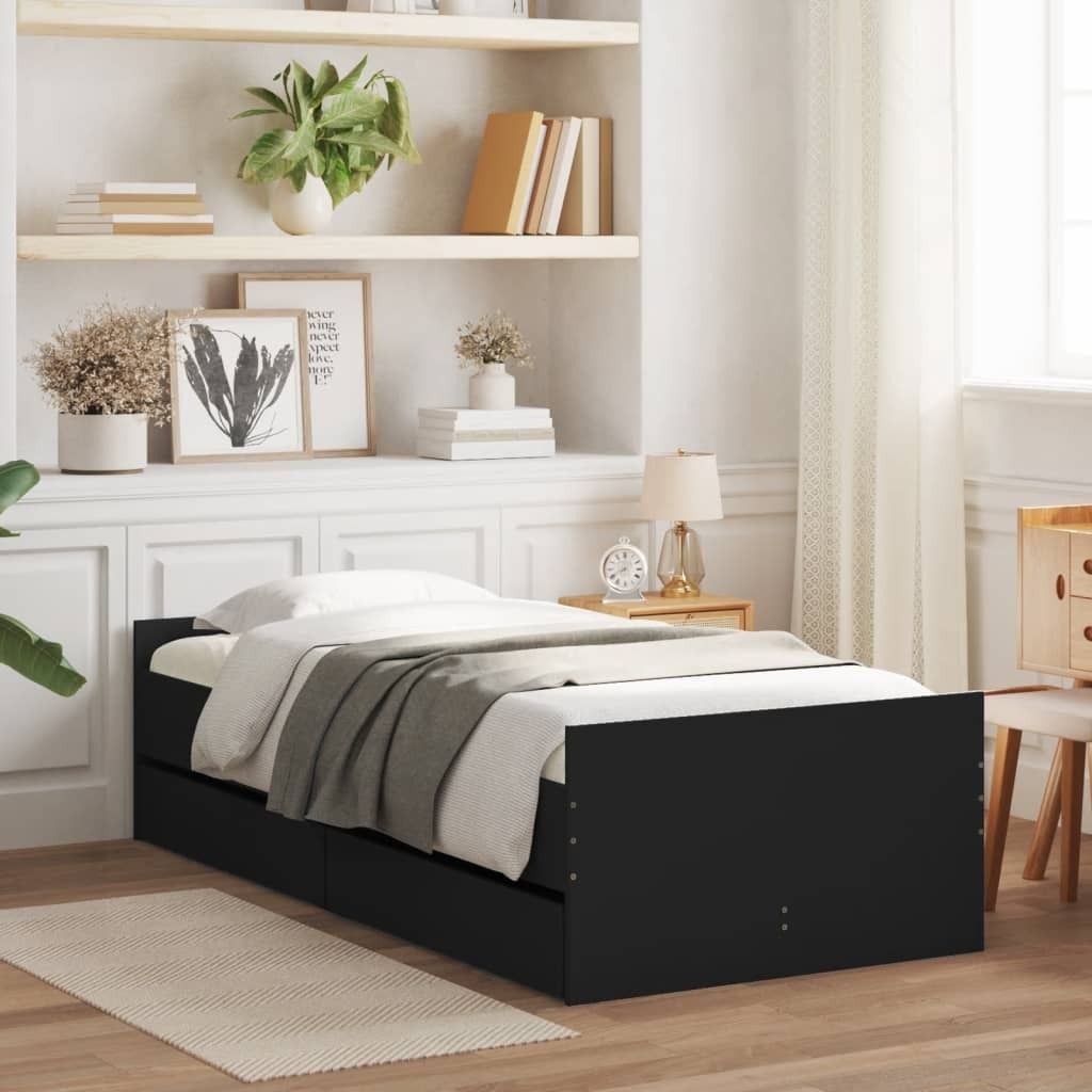 Maison Exclusive - Bett mit Schubladen Schwarz 75x190 cm