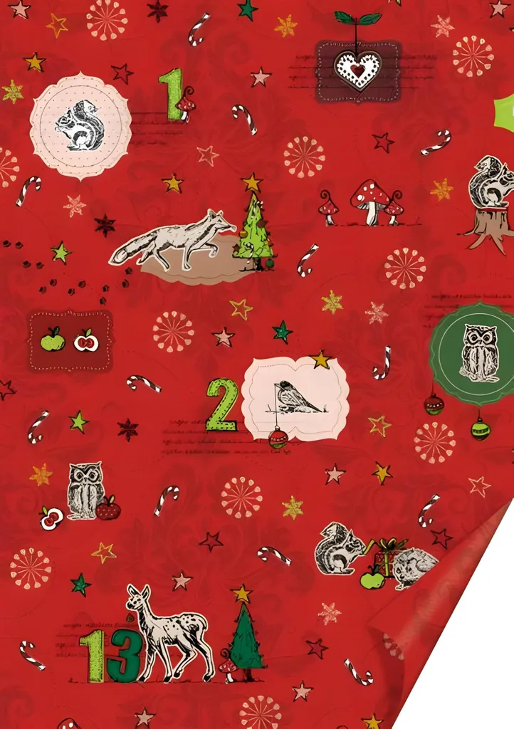 Heyda 204772016 Carton à motifs Animaux de la forêt 50x70 cm Rouge