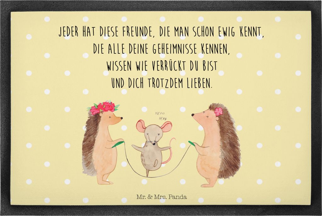 Mr. & Mrs. Panda Schmutzmatte Igel Seilhüpfen 40 x 60 cm - Gelb Pastell - Geschenk, abstreifer, Maus, fußmatte, Kindergarten, Fussmatte, Lustige ...