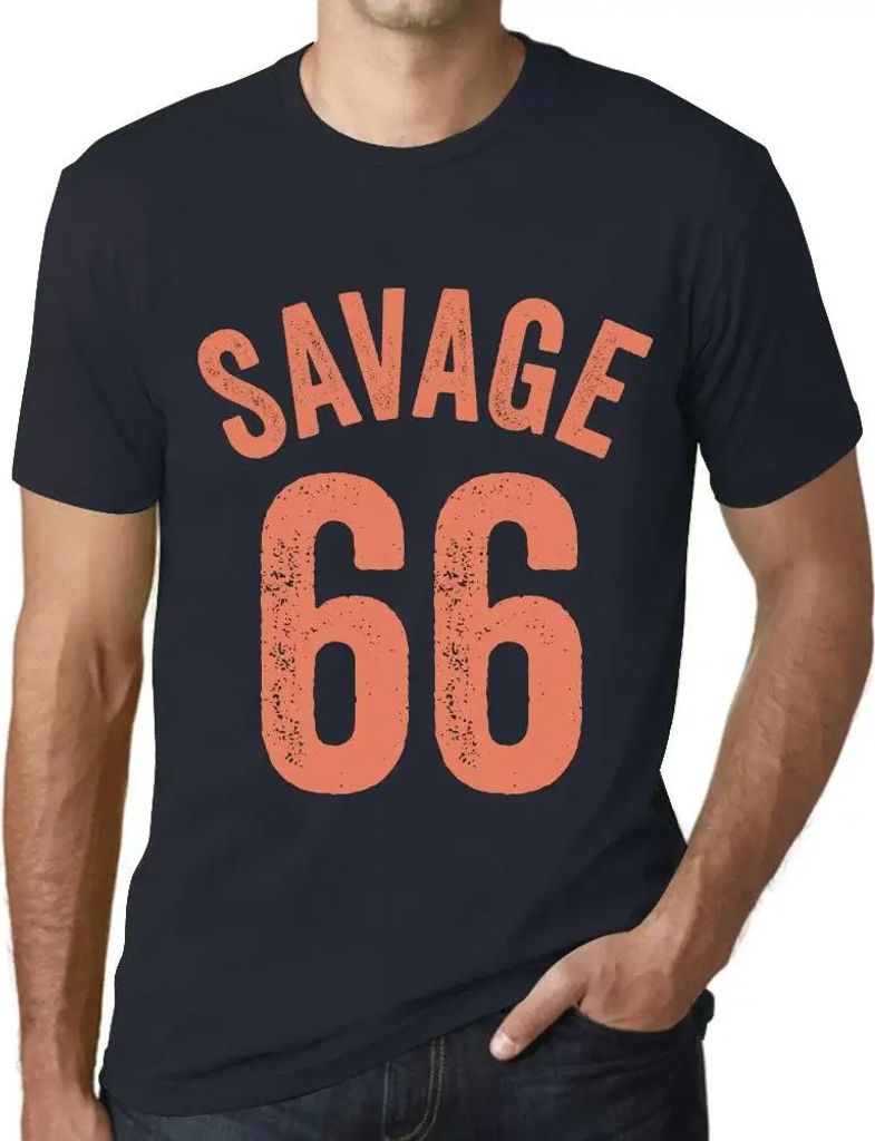Herren Grafik T-Shirt Savage 66 Geschenk 66. Geburtstag Jahrestag 66 Jahre Jubiläum 66 Jährige Mann Jahrgang 1958 Kurzarm Lustige Druck