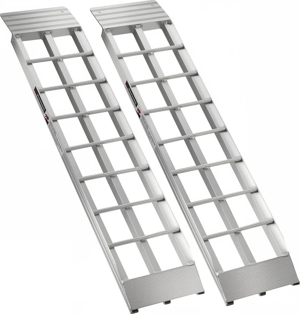 Aluminium Auffahrrampen 2 Stück - Laderampen - Tragkraft 680 kg - Für Motorrad, Motocross, ATV/UTV, Gartentraktor, Rasenmäher, Anhänger