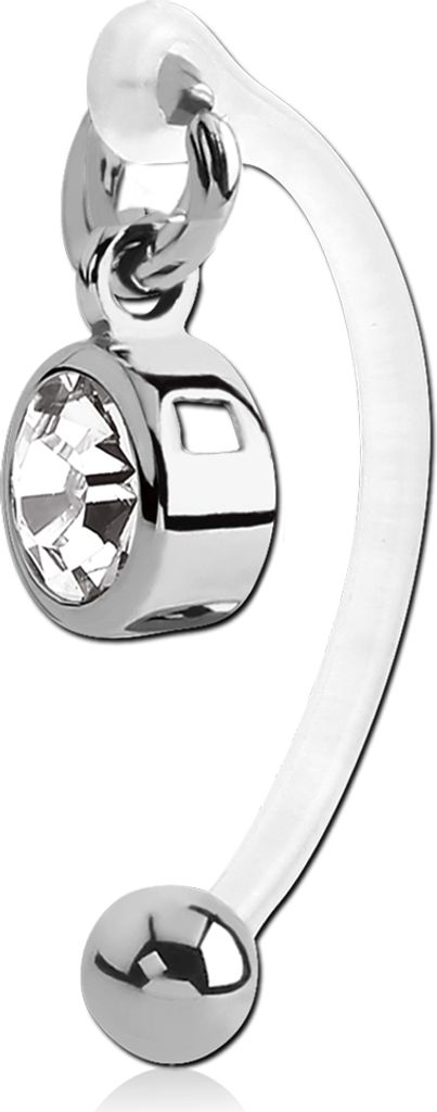viva-adorno Intimpiercing KVV Christina Bioflex Piercing Banane Kristall runder Anhänger Bauchnabelpiercing Z550, klar