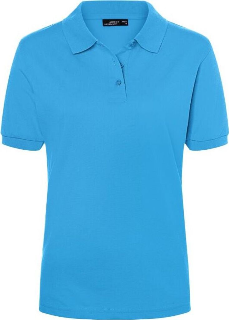 Hochwertiges Polohemd mit Armbündchen aqua, Gr. M