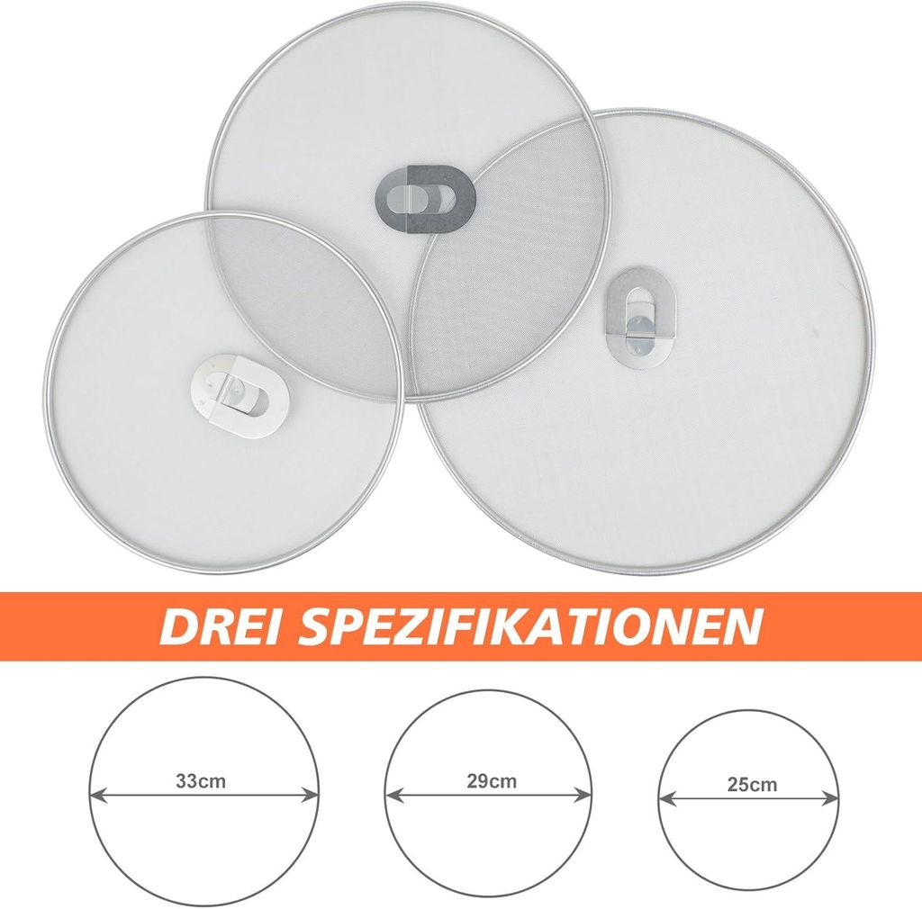 Spritzschutz-Set 3-teilig, Edelstahl, 33 cm 29 cm 25 cm, Produktbild 