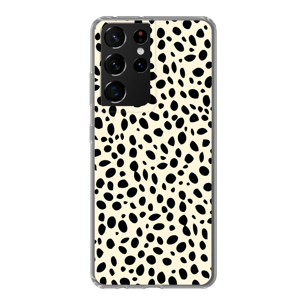 MuchoWow Handyhülle Schutzhülle Hülle für Samsung Galaxy S21 Ultra Tiermuster - Punkte - Panther Silikon Softcase Handy Hülle - Mobiltelefon