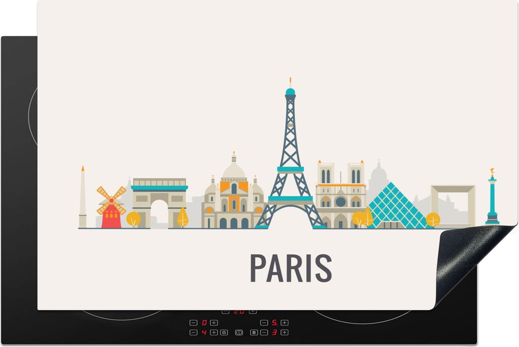 KitchenYeah Herdabdeckplatte Frankreich - Paris - Skyline , 81x52cm, Küche Deko, Glaskeramikfeld Herdabdeckung, Abdeckplatte fùr Kochfeld
