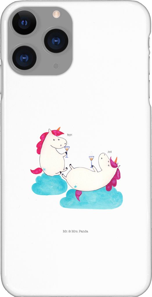 Mr. & Mrs. Panda Iphone 11 Pro Handyhülle Einhorn Sekt - Weiß - Geschenk, Einhörner, Unicorn, Freundinnen, Premium Kunststoff, Party, Handy Case