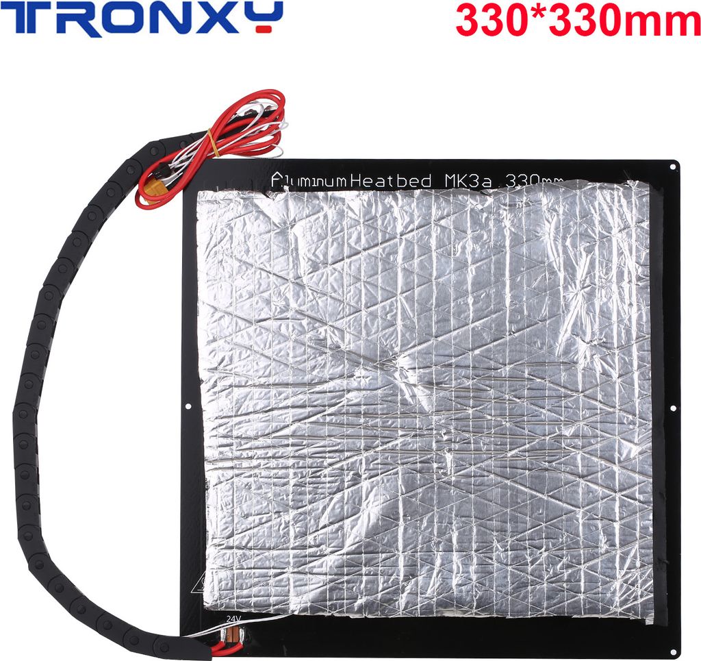 Tronxy 24V 3D-Drucker Upgrade Hotbed MK3 Heizplattform Aluminiumplatte 330 * 330 * 3 mm mit Draht und isolierter Baumwolle Kompatibel mit X5SA / X5...