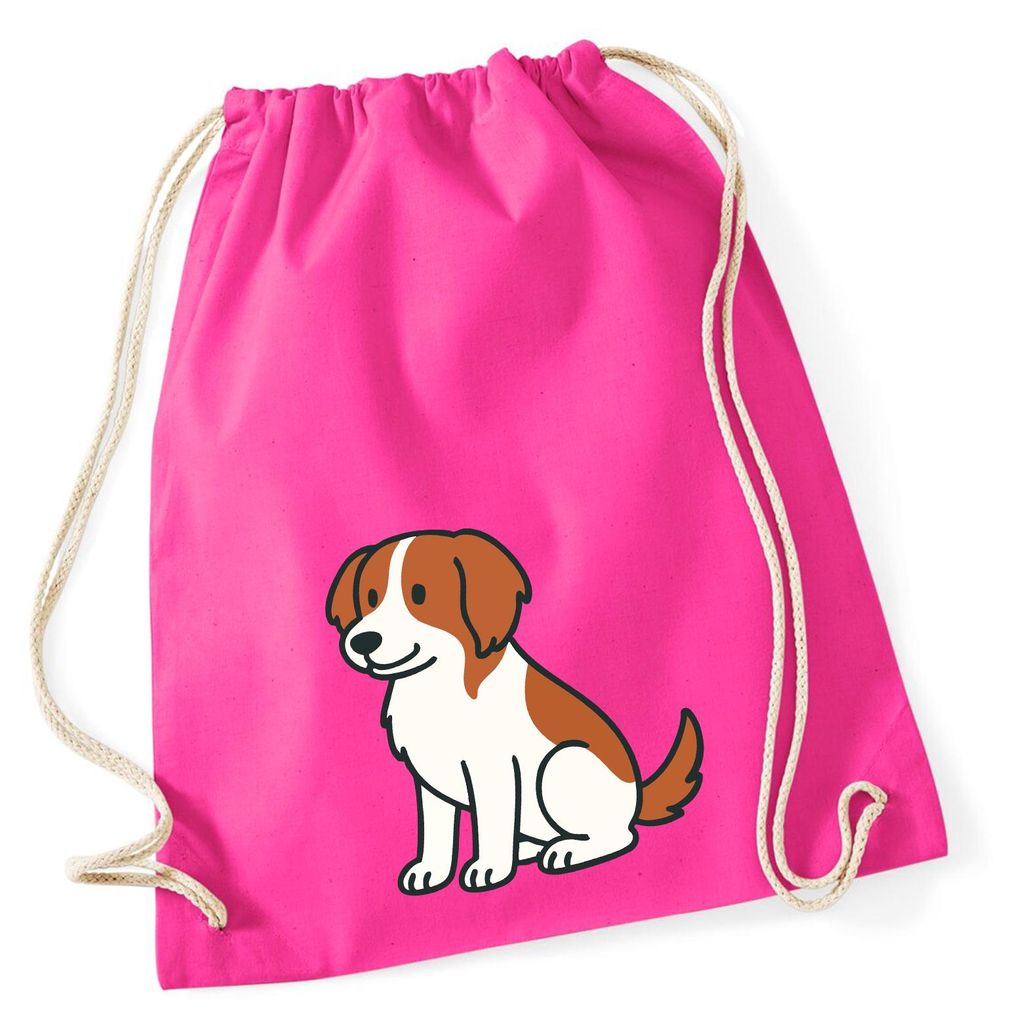 Huuraa Turnbeutel Kooikerhondje Comic Kooikie 12 Liter Fuchsia Baumwolle Rucksack Geschenkidee