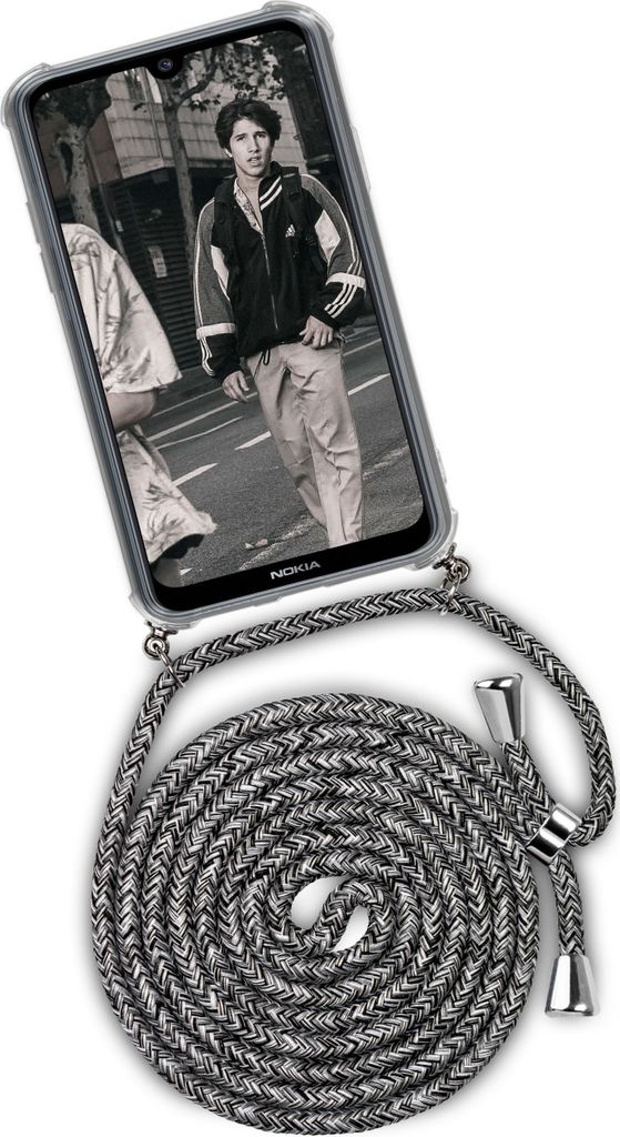 TWIST-Case + TWIST-Cord für Nokia 2.2, Farbe:White Noise (Silber)