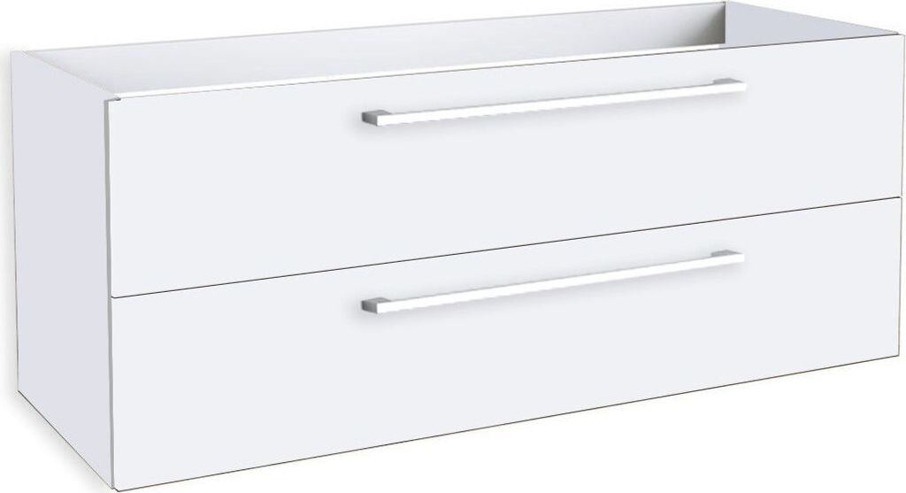 Waschtischunterschrank Rajkot 35 mit Siphonausschnitte für Doppelwaschtisch, Farbe: Weiß matt – 50 x 119 x 45 cm (H x B x T)