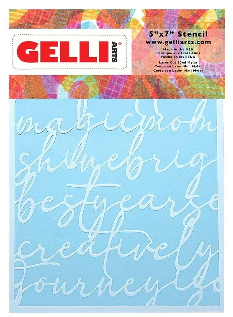 Stencil Gelli Arts Jouets 12,7x17,8 cm Haute Durabilité Script