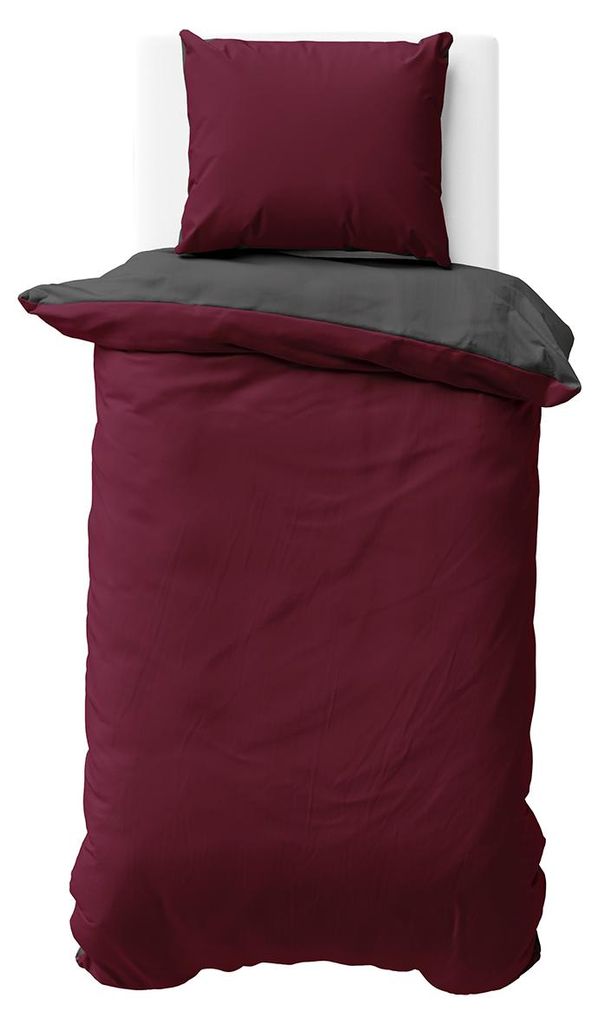 Bettwäsche 155x220 cm Bordeaux Anthrazit Wendebettwäsche Produktbild 