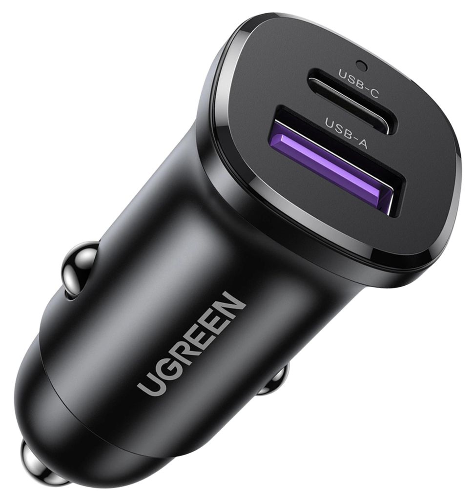 Caricabatterie da auto Ugreen Ec305 Usb-C + Usb, 30W (nero) Immagine del prodotto 