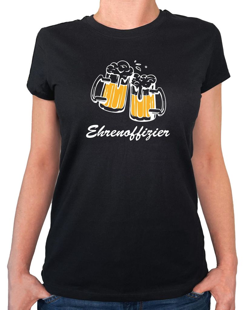 Huuraa Damen T-Shirt Ehrenoffizier Schützenfest S Black Bio Baumwolle Fairtrade Damenshirt Geschenkidee