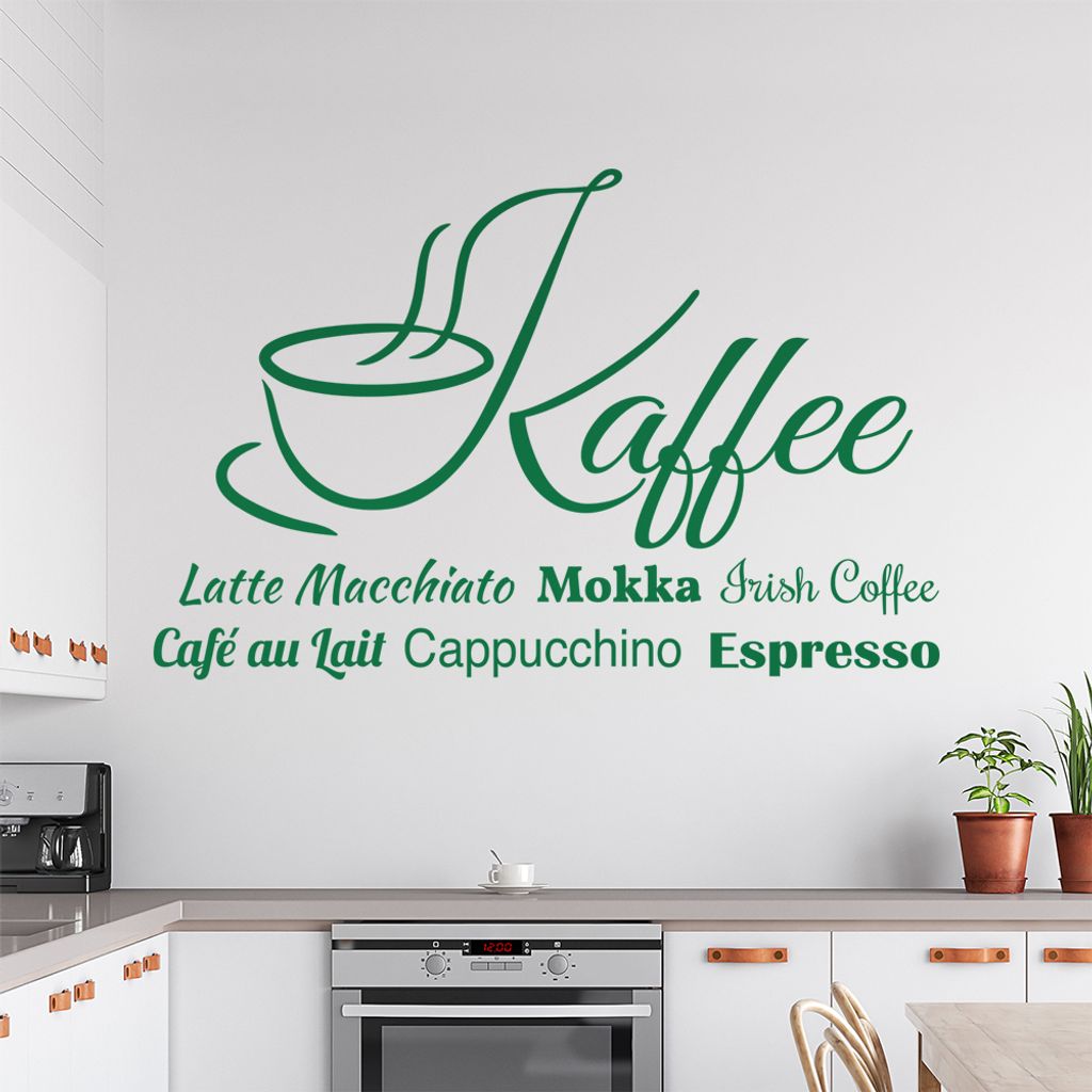 Wandtattoo Kaffee Nr. 2 Wandtattoo in 6 Größen - Wandaufkleber Wall Sticker - Dekoration, Küche, Wohnzimmer, Schlafzimmer, Badezimmer