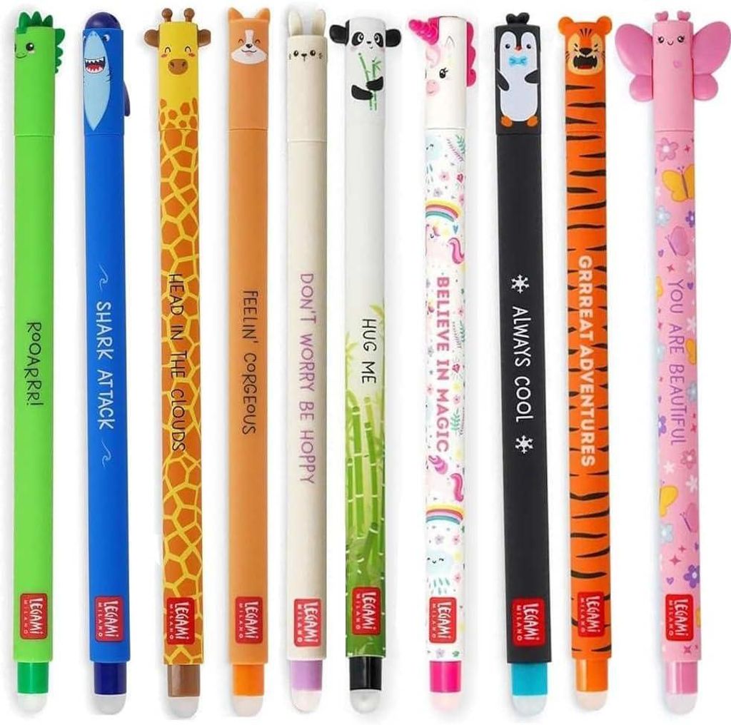 LEGAMI 10er Set radierbare Gelstifte Dino, Hai, Giraffe, Produktbild 