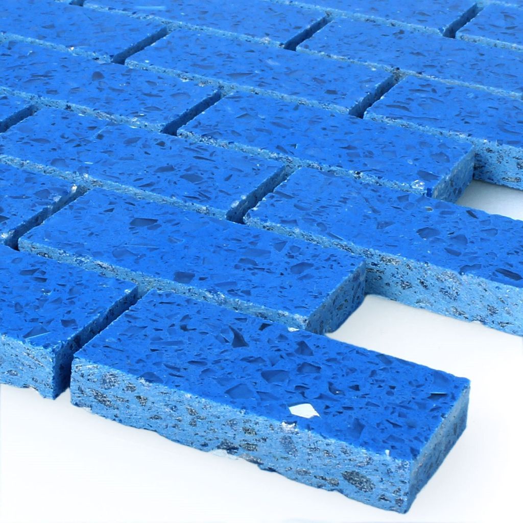 Mosaikfliesen Kunstharz Quarz Blau