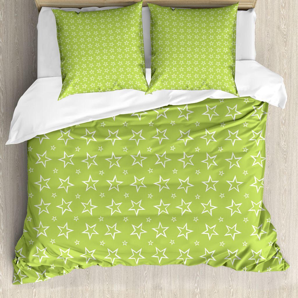 ABAKUHAUS Star Bettbezug Set für Einzelbetten, Cartoon-Stil Retro Formen, Milbensicher Allergiker geeignet mit Kissenbezug, 155 cm x 220 cm - 80 x...