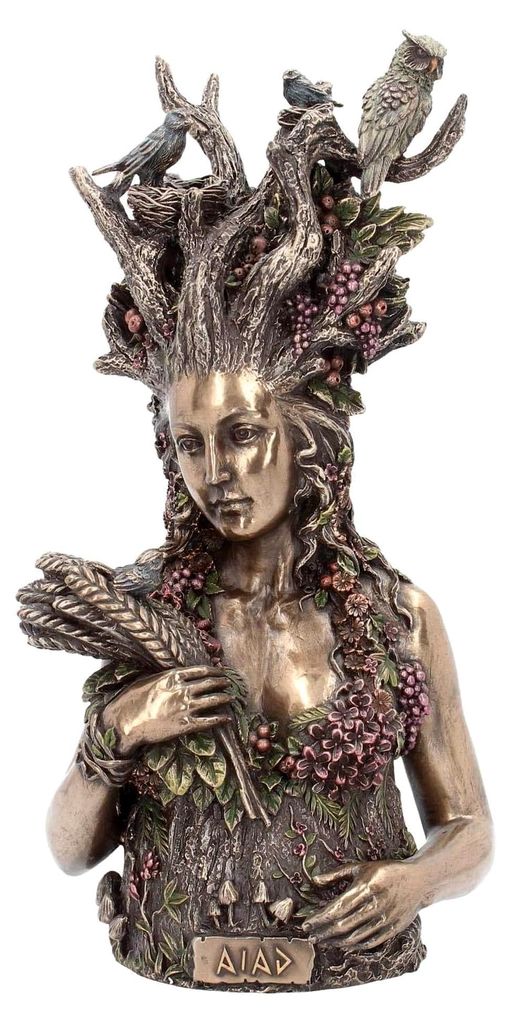 Gaia Büste Figur, 30 cm, Bronze
