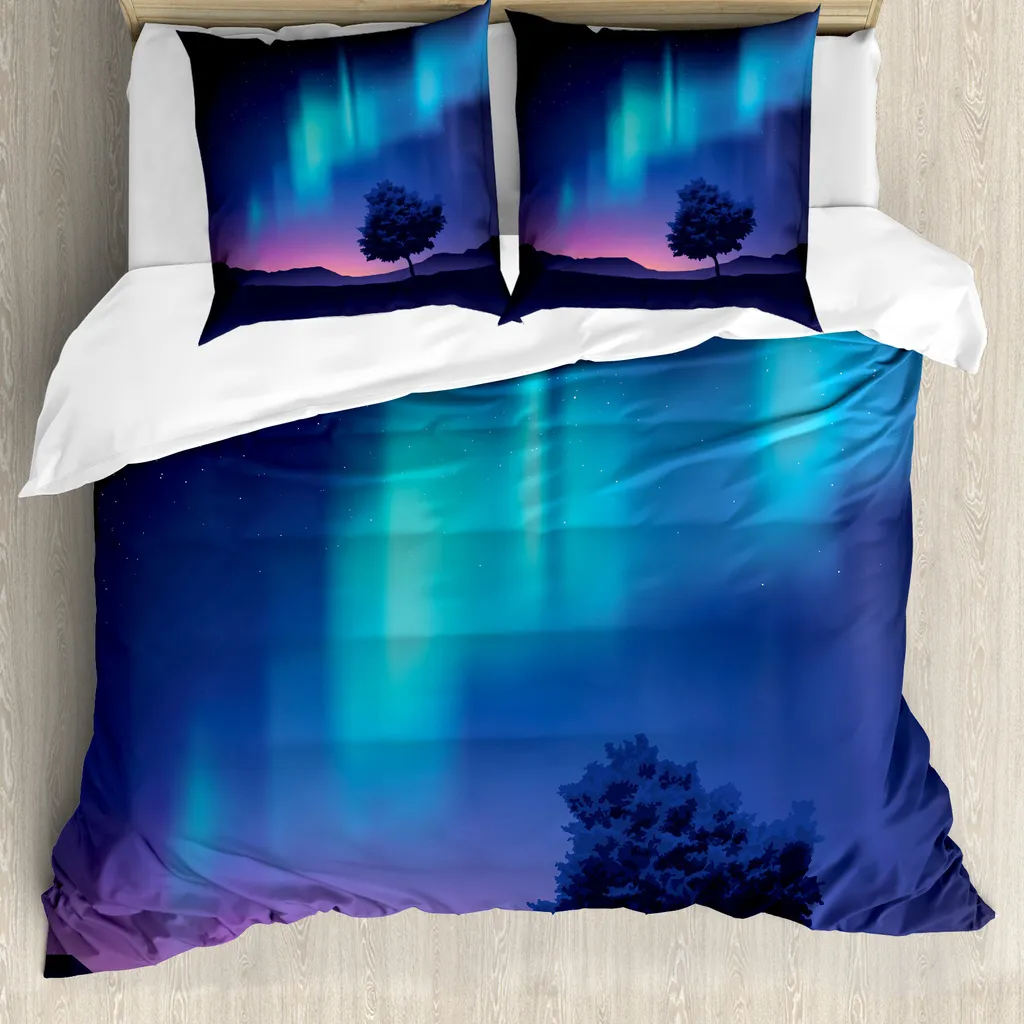 Copripiumino Blu Lilla Aurora Boreale: Design ABAKUHAUS 155x220