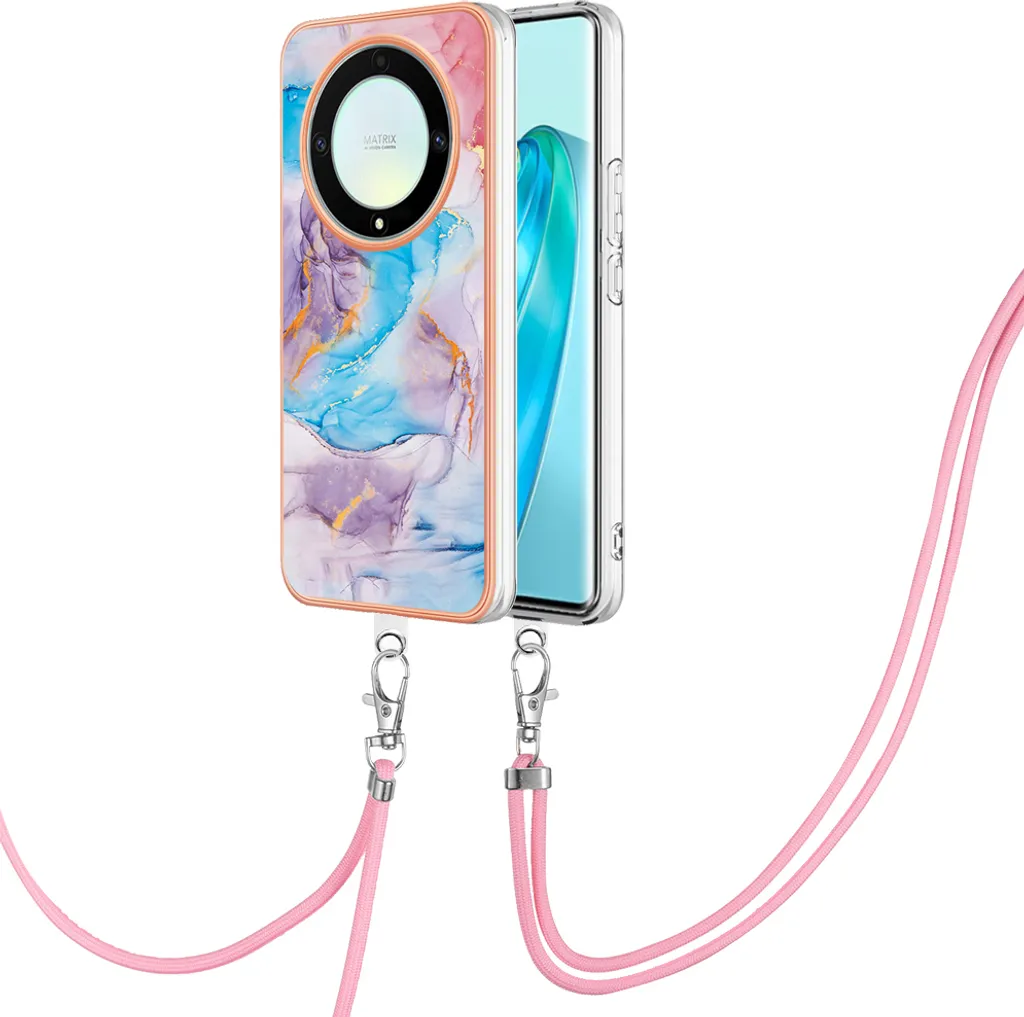 Cover con Cordino per Honor X9a e Magic5 Lite - TPU Blu a Fantasia