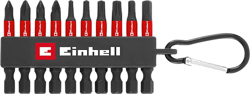 Einhell Karabiner Impact Bit Set 10tlg 118633 Bit set 1/4 (6.3 mm), PH, PZ, TORX, Allen