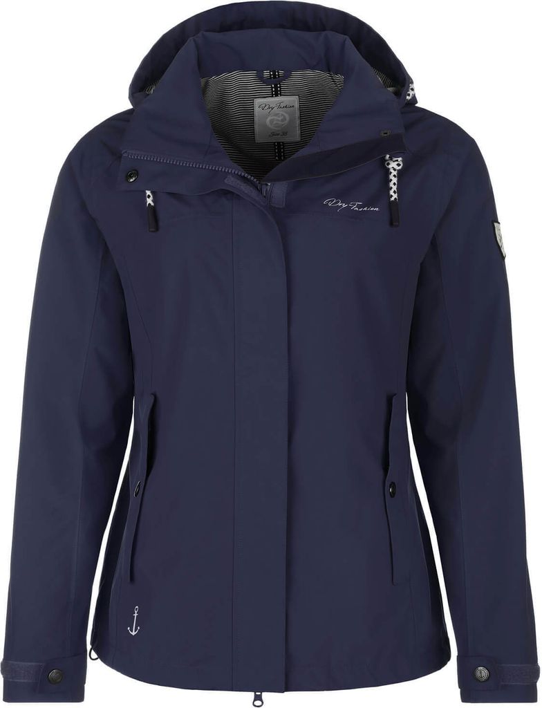Dry Fashion Damen Funktionsjacke Norderney - Wasserdichte Outdoor-Jacke mit gestreiftem Innenfutter in Navy Größe 40