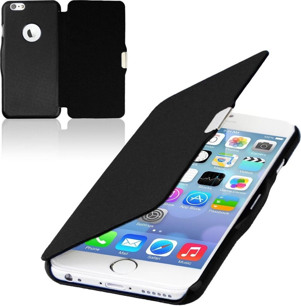 Flip Cover Schutzhülle Case Handyhülle Bookstyle für Apple iPhone 6 / 6s Plus Schwarz