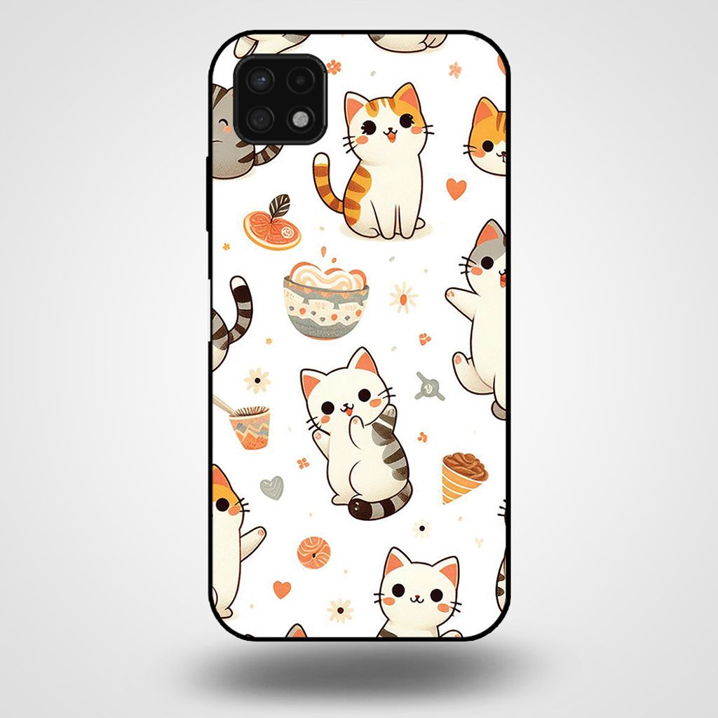 Smartphonica Handytasche für Samsung Galaxy A22 5G mit Katzendruck - TPU Rückseite Abdeckung Fall Katzen Design