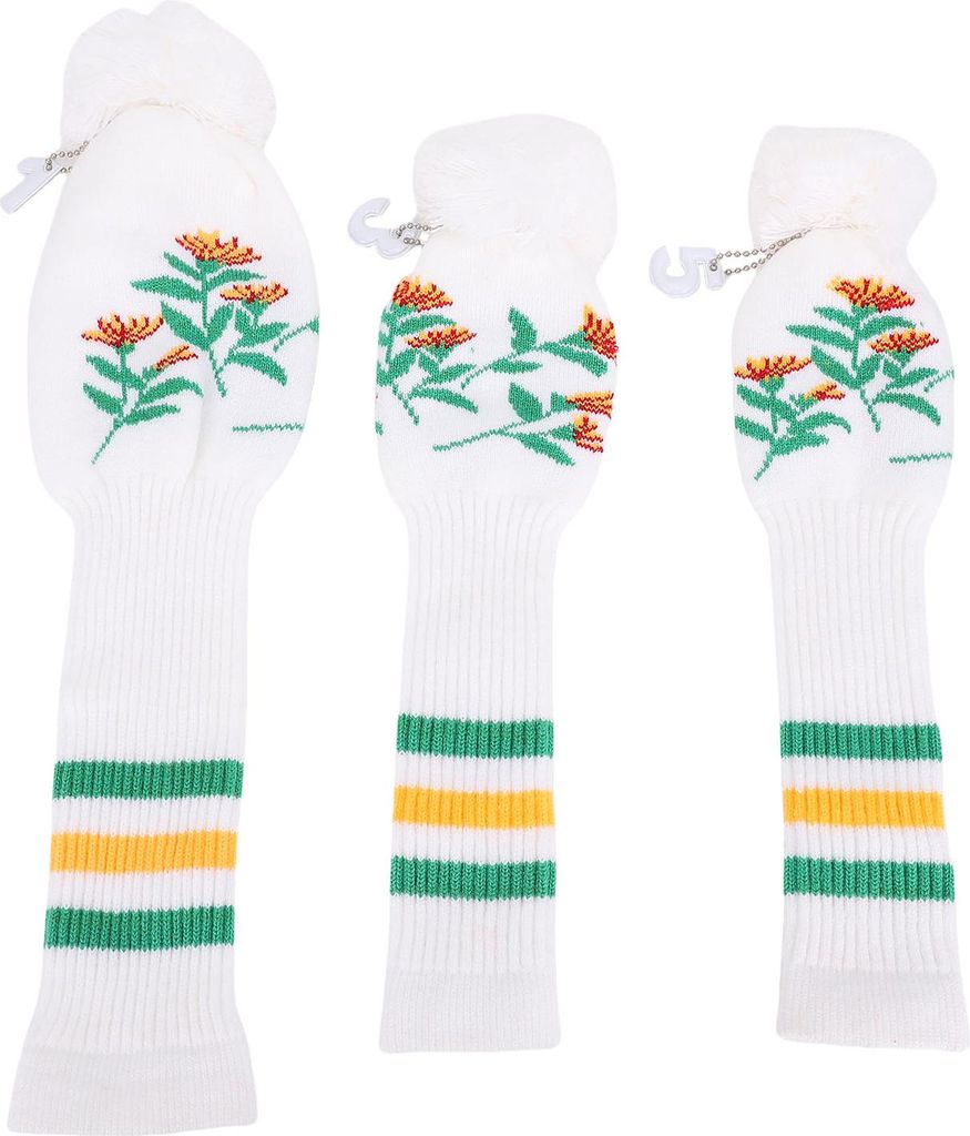 3pcs gestrickt Club Kopfbedeckungen Set mit langen Hals Pom Pom Dekoration Soft Club Kopfschutz Snug Fit Weiß