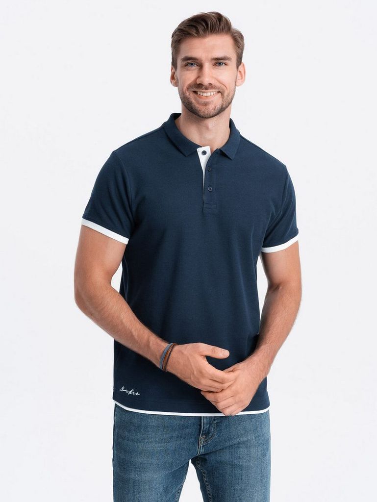Ombre Poloshirt aus Baumwolle für Männer dunkelblau