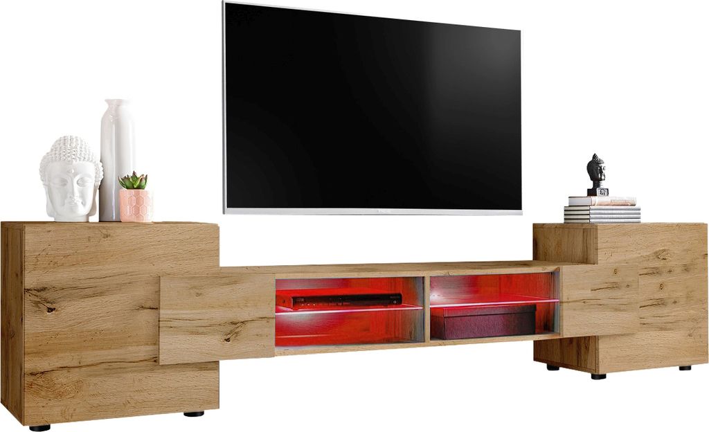Komodee | TV-Schrank mit 2 Türen Merano | Korpus Wotan Matt Frontfarbe Wotan , LED RGB