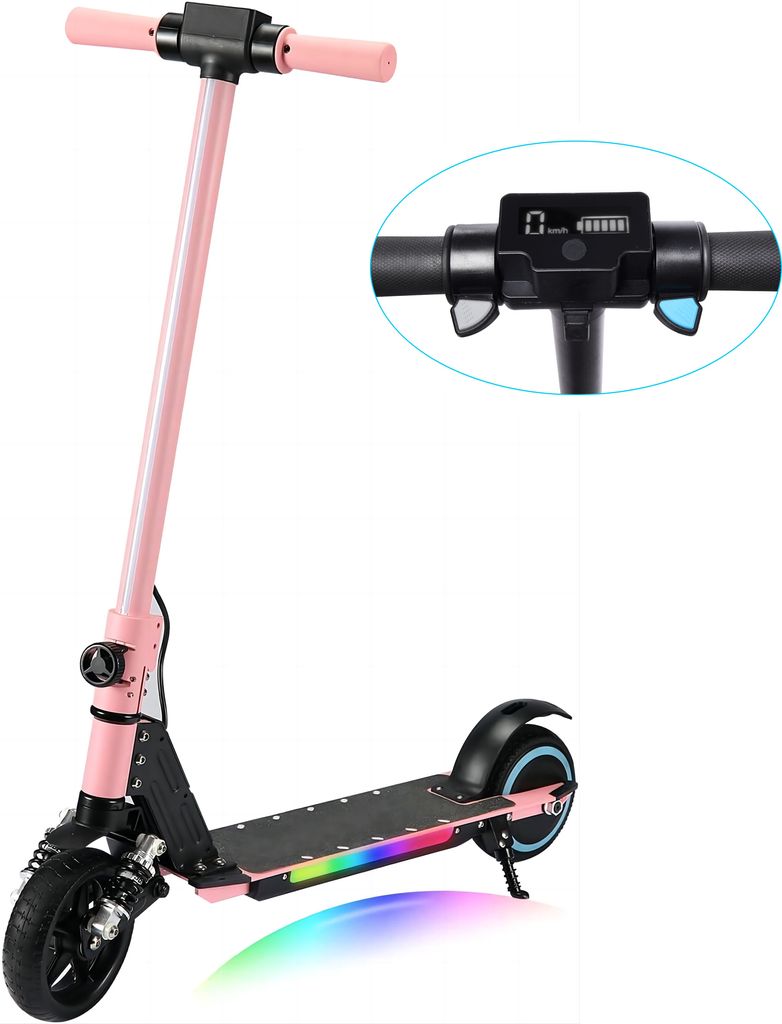 Elektroscooter Kinder 130W Motor 14Km/h Elektroroller LCD-Display E Scooter Für Kinder Und Jugendliche Bis 70kg Klappbar E Roller- Rosa