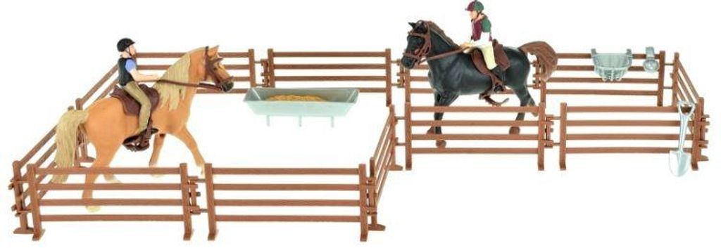 HORSES Pro 37162A - Pferdefiguren Set mit zwei Pferden und Reitern inkl. Zubehör