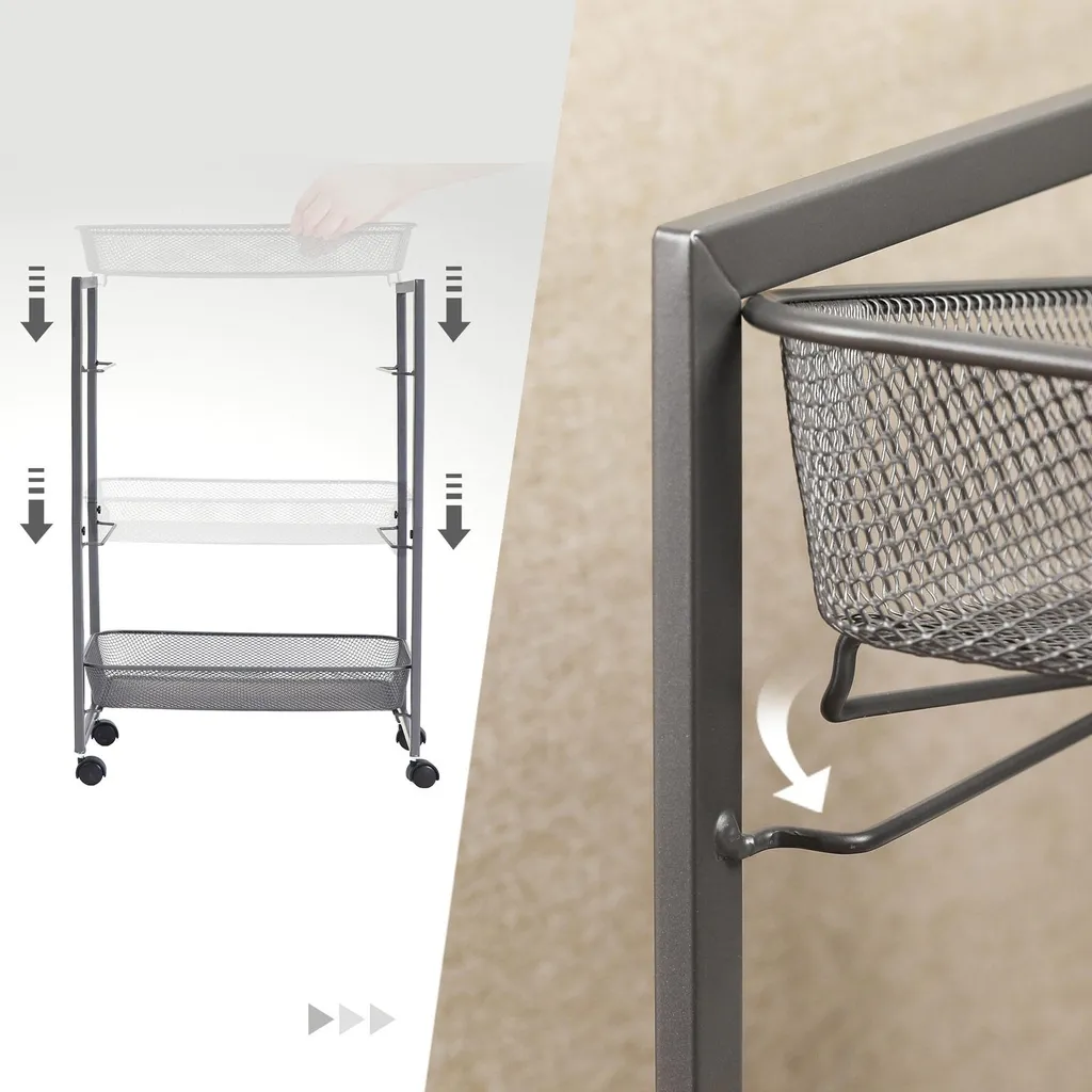 Chariot de service gris pour préparation de commande et bureau
